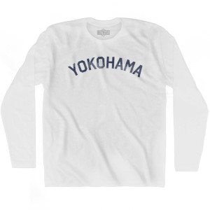 Yokohama Vintage Adult Cotton Long Sleeve T-shirt - White Yokohama Vintage Adult Cotton Long Sleeve T-shirt - White