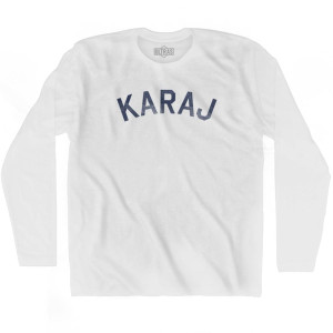 Karaj Vintage Adult Cotton Long Sleeve T-shirt - White Karaj Vintage Adult Cotton Long Sleeve T-shirt - White