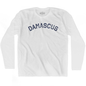 Damascus Vintage Adult Cotton Long Sleeve T-shirt - White Damascus Vintage Adult Cotton Long Sleeve T-shirt - White