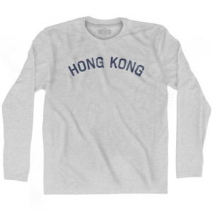 Hong Kong Vintage Adult Cotton Long Sleeve T-Shirt - Grey Heather Hong Kong Vintage Adult Cotton Long Sleeve T-Shirt - Grey Heather