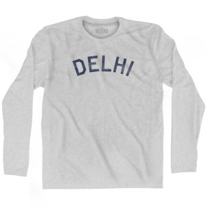 Delhi Vintage Adult Cotton Long Sleeve T-Shirt - Grey Heather Delhi Vintage Adult Cotton Long Sleeve T-Shirt - Grey Heather