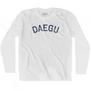 Daegu Vintage Adult Cotton Long Sleeve T-shirt - White Daegu Vintage Adult Cotton Long Sleeve T-shirt - White