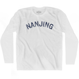 Nanjing Vintage Adult Cotton Long Sleeve T-shirt - White Nanjing Vintage Adult Cotton Long Sleeve T-shirt - White