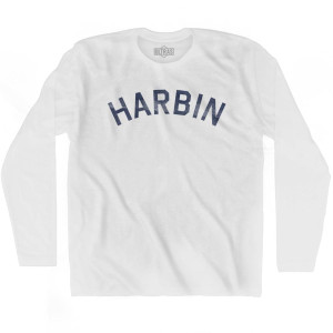 Harbin Vintage Adult Cotton Long Sleeve T-shirt - White Harbin Vintage Adult Cotton Long Sleeve T-shirt - White