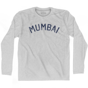 Mumbai Vintage Adult Cotton Long Sleeve T-Shirt - Grey Heather Mumbai Vintage Adult Cotton Long Sleeve T-Shirt - Grey Heather