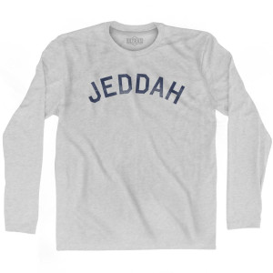 Jeddah Vintage Adult Cotton Long Sleeve T-Shirt - Grey Heather Jeddah Vintage Adult Cotton Long Sleeve T-Shirt - Grey Heather