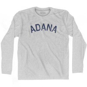 Adana Text Adult Cotton Long Sleeve T-Shirt - Grey Heather Adana Text Adult Cotton Long Sleeve T-Shirt - Grey Heather