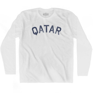Qatar Vintage City Adult Cotton Long Sleeve T-shirt - White