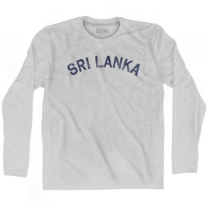 Sri Lanka Vintage City Adult Cotton Long Sleeve T-Shirt - Grey Heather