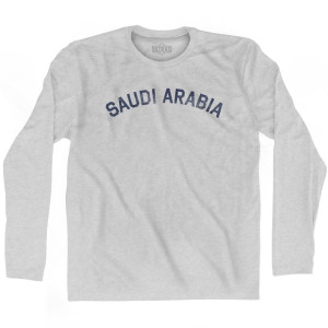 Saudi Arabia Vintage City Adult Cotton Long Sleeve T-Shirt - Grey Heather