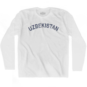 Uzbekistan Vintage City Adult Cotton Long Sleeve T-shirt - White