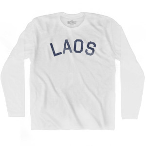 Laos Vintage City Adult Cotton Long Sleeve T-shirt - White