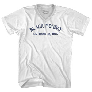 Black Monday October 19, 1987 Adult Tri-Blend V-neck T-shirt - White Black Monday October 19, 1987 Adult Tri-Blend V-neck T-shirt - White