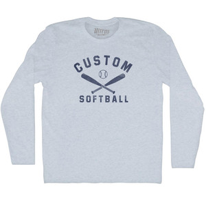 Custom Softball Adult Tri-Blend Long Sleeve T-shirt - Athletic White Custom Softball Adult Tri-Blend Long Sleeve T-shirt - Athletic White