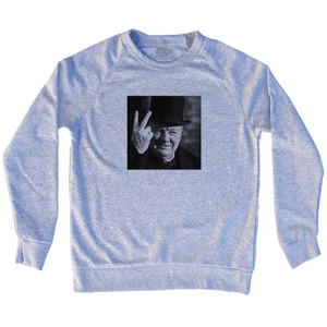 Winston Churchill Salute Picture Adult Tri-Blend Sweatshirt - Grey Heather Winston Churchill Salute Picture Adult Tri-Blend Sweatshirt - Grey Heather