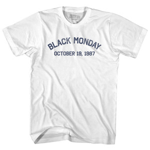 Black Monday October 19, 1987 Womens Cotton Junior Cut T-Shirt - White Black Monday October 19, 1987 Womens Cotton Junior Cut T-Shirt - White
