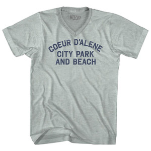 Coeur D'Alene City Park And Beach Adult Tri-Blend V-neck T-shirt - Athletic Cool Grey Coeur D'Alene City Park And Beach Adult Tri-Blend V-neck T-shirt - Athletic Cool Grey