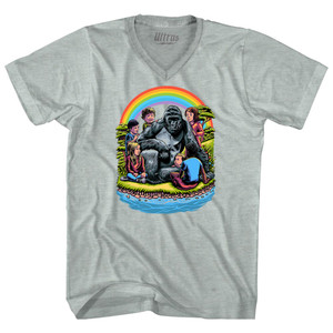 Harambe In Heaven Adult Tri-Blend V-neck T-shirt - Athletic Cool Grey Harambe In Heaven Adult Tri-Blend V-neck T-shirt - Athletic Cool Grey