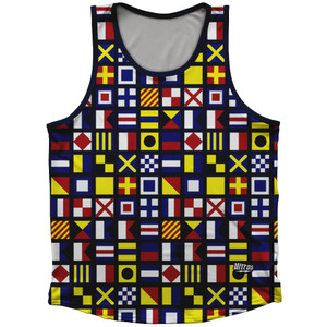 Sailing Nautical Flags Athletic Sport Tank Top Made In USA - Navy Sailing Nautical Flags Athletic Sport Tank Top Made In USA - Navy