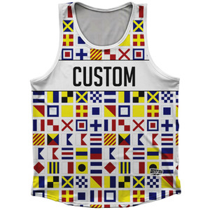 Sailing Nautical Flags Custom Athletic Sport Tank Top Made In USA - White Sailing Nautical Flags Custom Athletic Sport Tank Top Made In USA - White