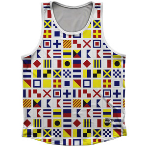 Sailing Nautical Flags Athletic Sport Tank Top Made In USA - White Sailing Nautical Flags Athletic Sport Tank Top Made In USA - White
