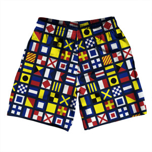 Nautical Sailing Flags Soccer Shorts Made In USA - Navy Nautical Sailing Flags Soccer Shorts Made In USA - Navy