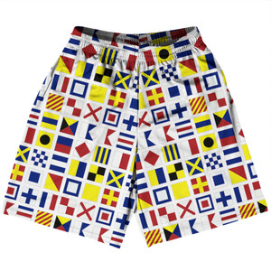 Nautical Sailing Flags Basketball Practice Shorts Made In USA - White Nautical Sailing Flags Basketball Practice Shorts Made In USA - White