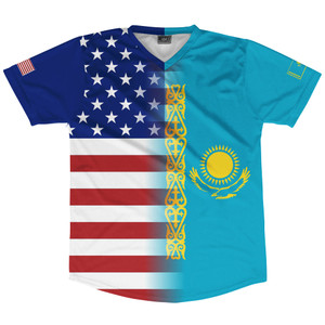 American Flag And Kazakhstan Flag Combination Soccer Jersey Made In USA American Flag And Kazakhstan Flag Combination Soccer Jersey Made In USA
