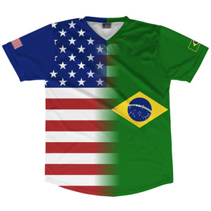 Brazil And American Flag Combo Soccer Jersey Made In USA Brazil And American Flag Combo Soccer Jersey Made In USA