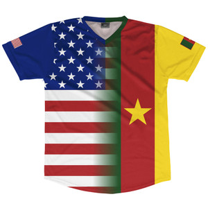 American Flag And Cameroon Flag Combination Soccer Jersey Made In USA American Flag And Cameroon Flag Combination Soccer Jersey Made In USA