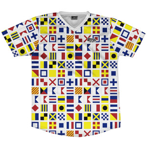 Sailing Nautical Flags Soccer Jersey Made In USA - White Sailing Nautical Flags Soccer Jersey Made In USA - White