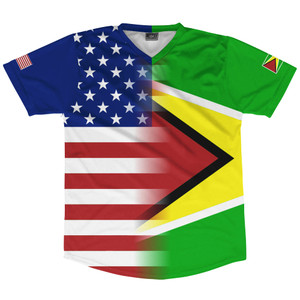 American Flag And Guyana Flag Combination Soccer Jersey Made In USA American Flag And Guyana Flag Combination Soccer Jersey Made In USA