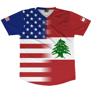 American Flag And Lebanon Flag Combination Soccer Jersey Made In USA American Flag And Lebanon Flag Combination Soccer Jersey Made In USA