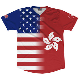 American Flag And Hong Kong Flag Combination Soccer Jersey Made In USA American Flag And Hong Kong Flag Combination Soccer Jersey Made In USA