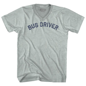 Bus Driver Adult Tri-Blend V-neck T-shirt - Athletic Cool Grey