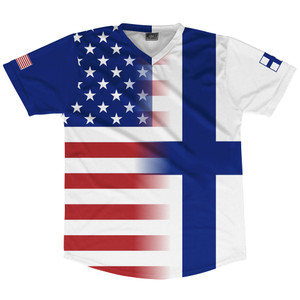 American Flag And FinlAnd Flag Combination Soccer Jersey Made In USA American Flag And FinlAnd Flag Combination Soccer Jersey Made In USA