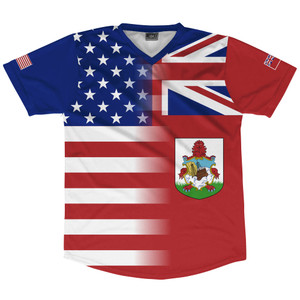 American Flag And Bermuda Flag Combination Soccer Jersey Made In USA American Flag And Bermuda Flag Combination Soccer Jersey Made In USA