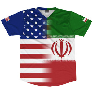 American Flag And Iran Flag Combination Soccer Jersey Made In USA American Flag And Iran Flag Combination Soccer Jersey Made In USA