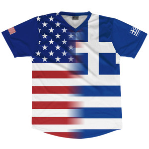 American Flag And Greece Flag Combination Soccer Jersey Made In USA American Flag And Greece Flag Combination Soccer Jersey Made In USA