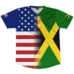 American Flag And Jamaica Flag Combination Soccer Jersey Made In USA American Flag And Jamaica Flag Combination Soccer Jersey Made In USA