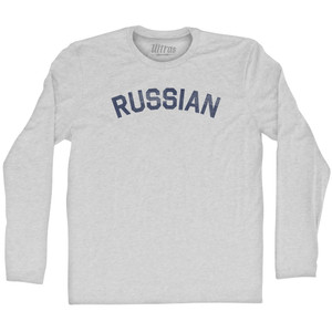 Russian Adult Cotton Long Sleeve T-shirt - Grey Heather Russian Adult Cotton Long Sleeve T-shirt - Grey Heather