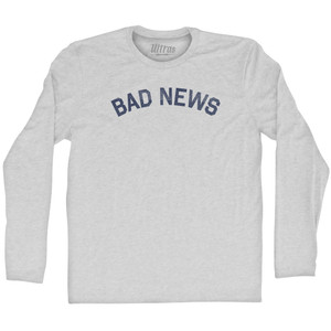 Bad News Adult Cotton Long Sleeve T-shirt - Grey Heather