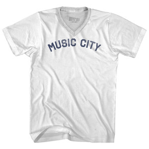 Music City Adult Tri-Blend V-neck T-shirt - White