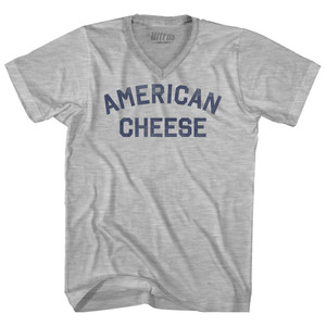 American Cheese Adult Cotton V-neck T-shirt - Grey Heather