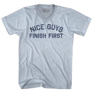 Nice Guys Finish First Adult Tri-Blend V-neck T-shirt - Athletic White Nice Guys Finish First Adult Tri-Blend V-neck T-shirt - Athletic White