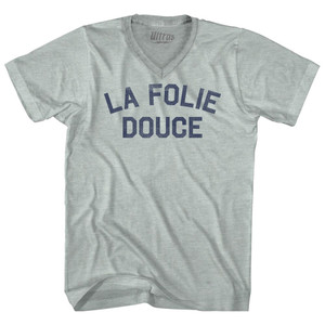 La Folie Douce Adult Tri-Blend V-neck T-shirt - Athletic Cool Grey La Folie Douce Adult Tri-Blend V-neck T-shirt - Athletic Cool Grey