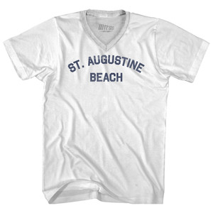 St. Augustine Beach Adult Tri-Blend V-neck T-shirt - White