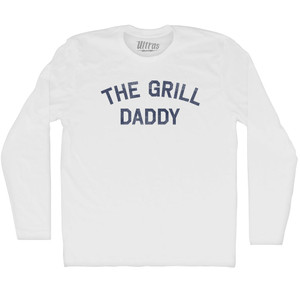The Grill Daddy Adult Cotton Long Sleeve T-shirt - White
