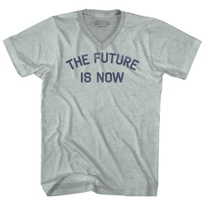 The Future Is Now Adult Tri-Blend V-neck T-shirt - Athletic Cool Grey