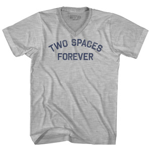 Two Spaces Forever Adult Cotton V-neck T-shirt - Grey Heather